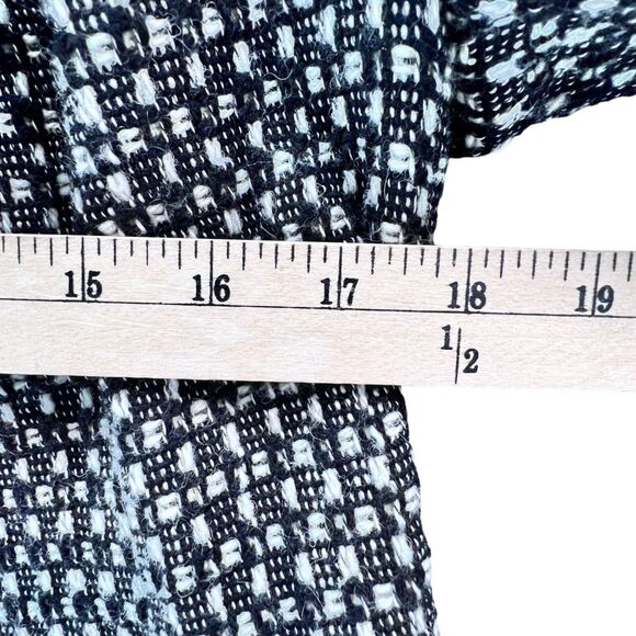 Eddie Bauer Blazer Jacket Womens 2 Black White Geo Wool Blend Tweed Open Front - Picture 4 of 12